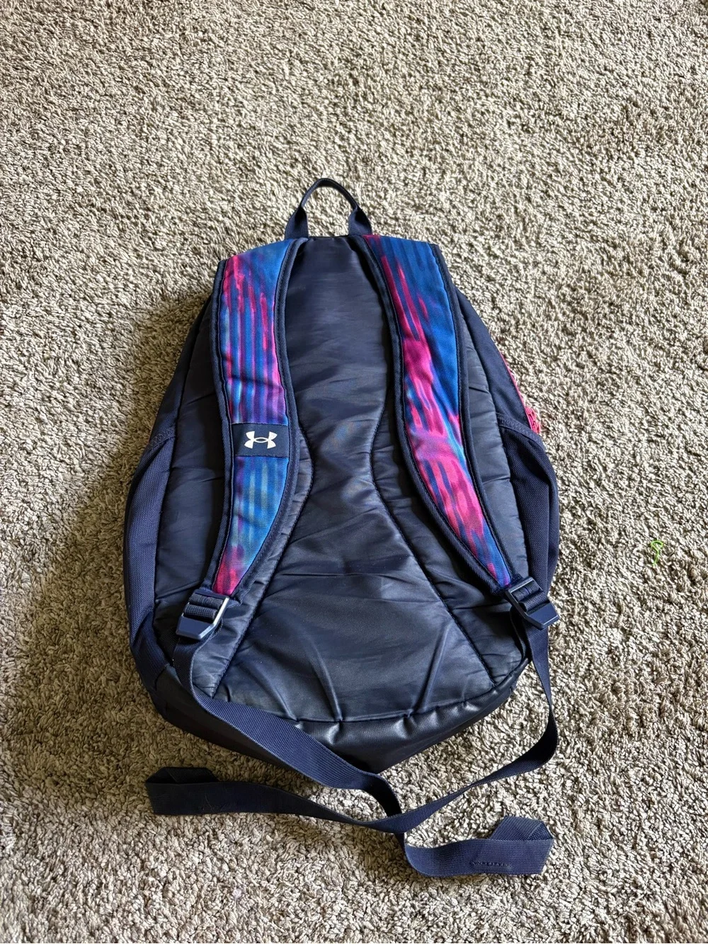 Under Armour Navy Backpack with Pink Trim and Blue Accents